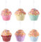 6 Stück Cupcake-Party-Dekorationen, hängende Weihnachtsbaum-Süßigkeiten-Geschenk, Macaron-Farbe, Dessert-Cupcake-Anhänger-Set für Weihnachten, Neujahr, Ostern, Geburtstag, Heim-Partyzubehör (Cupcake)