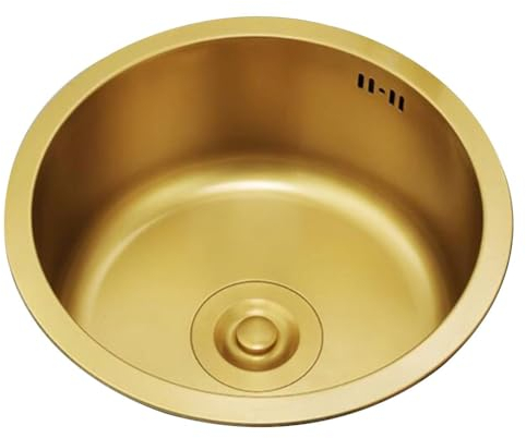 Küchenspülen Rundes Waschbecken Aus Goldfarbenem Edelstahl Bar-Balkon, Mini, Kleine Größe, Einzelschlitz Gemüsewaschbecken Unter Der Theke Spülbecken (Color : Gold, S : 28 * 28 * 20cm)