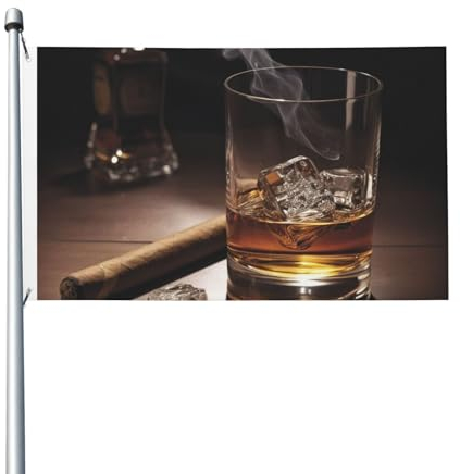 Whisky und Zigarette Bild Flagge 90 x 152 cm Flagge Lustige Outdoor Banner Urlaub Garten Flagge Willkommen Hof Banner Home Garden Yard Rasen Dekor Flaggen, Indoor/Outdoor, doppelseitiger Druck