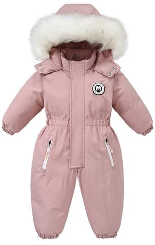 Bébé Filles Habits de Neige Barboteuse Enfant Imperméable Combinaison Vestes de Ski Garçons Toison Manteau Coupe-Vent Vêtements D'Extérieur 18-24 Mois