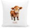 DEL MÀ Unique & Personal Kuh Kissen personalisiert mit Namen Kinderkissen Kuschelkissen Kinder Kühe Geschenk Kinderzimmer Deko Junge Mädchen Zierkissen Dekokissen 40x40 cm inkl. Füllung und Bezug