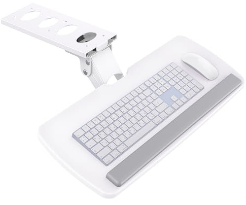 HUANUO Bandeja para teclado debajo del escritorio, bandeja deslizante ergonómica ajustable de 360 grados para teclado y mouse, 25 pulgadas de ancho x 9.8 pulgadas de profundidad