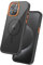 FLOLAB Surtect Tri-Fusion magnetische Schutzhülle für iPhone 15 Pro Max, schlankes Design, Magsafe-kompatibel, militärischer Rahmen, schwarze Rückplatte, Orange Blaze