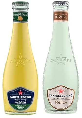48er-Pack Testpaket San Pellegrino Aranciata Amara Alkoholfreies Getränk mit Bittere Orange + Tonica Rovere Alkoholfreies Getränk 20cl Einweg-Glasflasche