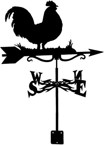 Segnavento per esterni in ferro battuto banderuola Bigfoot Pesca Gallo Weathercock Strumenti di misurazione con rivestimento antiruggine per staffa esterna Decor Craft