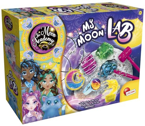 Lisciani - THE MOON ACADEMY: MEIN MONDLABOR - Mein Mondlabor für Kinder ab 7 Jahren - Herstellungsset für magische Mondanhänger und Ringe - Kreative wissenschaftliche Experimente