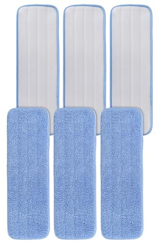 Sgizoku 18inch Microfiber Absorbing Pads Compatible with E -Cloth Deep Clean Mop Replacement,Universal Washable Cleaning Pad for Bona Mop , Fits All Hard Floors Cleaning - 6Pack