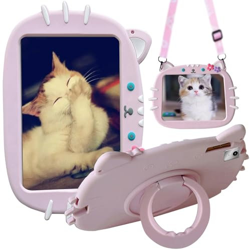 ZOOMALL Funda para Niños Compatible con Tablet Lenovo Tab M11 de 11 Pulgadas 2024 (TB330FU/TB330XU) a Prueba de Golpes Soporte Giratorio de 360 Grados, Gato