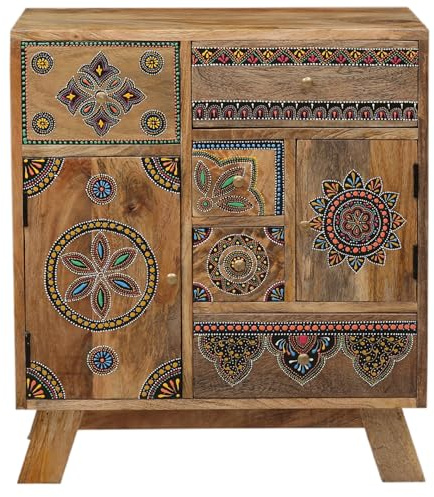 Orientalische Schubladenkommode Arite edel aus Mangoholz in Bunt 68 cm | Orientalische Deko, Mit Intarsien, Nachttisch, Für Wohnzimmer Schlafzimmer