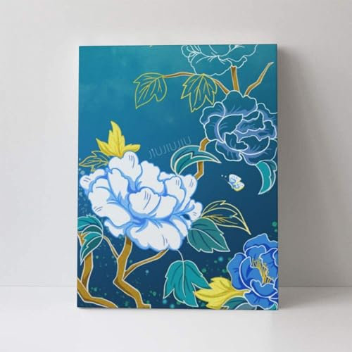 JIUJIUJIU Wall Art Poster Peony Mural Artwork Canvas Prints Modern Picture Painting For Home Office Bedroom Decorations