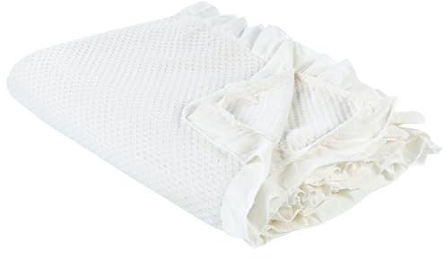 Beliani Tagesdecke Baumwolle Creme weiß 220 x 200 cm mit Rüschen Hatton