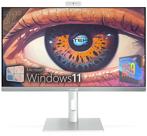 Simpletek - All in One PC 27 4K Core i9 9° Gen 5.00GHz | GTX 1660 6GB GDDR6 | Windows 11 Pro 16GB RAM 480GB SSD | Computer Fisso da Gaming, Grafica, Montaggio video