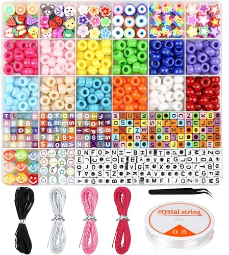 Ptyism Pony Beads Kit - Rainbow Pony Beads, Bracelet Making Kit, DIY Arts and Crafts Gifts Toys