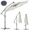 BAKAJI Ombrellone da Giardino Terrazzo con Luce 32 LED e Pannello Solare Dimensioni 3x3 Mt Richiudibile Palo Laterale Decentrato Acciaio Base Croce in Tessuto Anti UV (Beige)