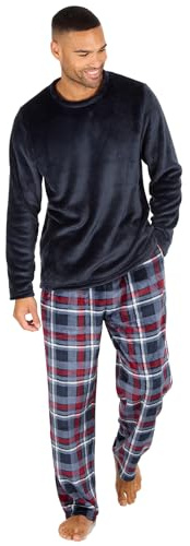 Undercover Mens Polished Fleece Lounge Set 31B1984 Navy/Burgundy Large