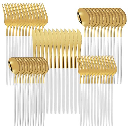 Gold Cutlery Set for 12 People,60pcs Forks Knives and Spoons Set,Stainless Steel Tableware for Home Restaurant Wedding,Dishwasher Safe,Mirror Polished