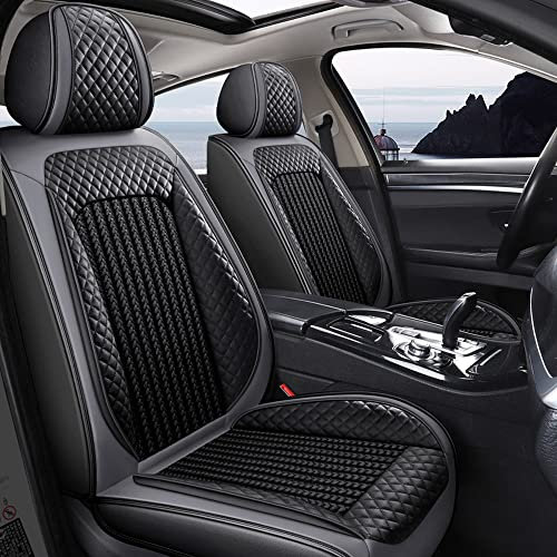 maiqiken Autositzbezug Für Volkswagen T-Cross Komplettset 5-Sitze Auto Sitzbezüge Allwettereinsatz Auto PU Ledersitzbezug Vorne und Hinten,Standard - Grau
