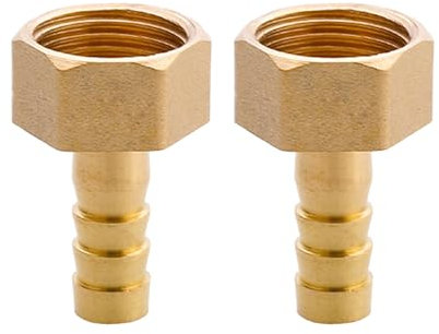 SEIWEI G Lot de 2 raccords de tuyau cannelés en laiton fileté femelle 1,27 cm x 10 mm
