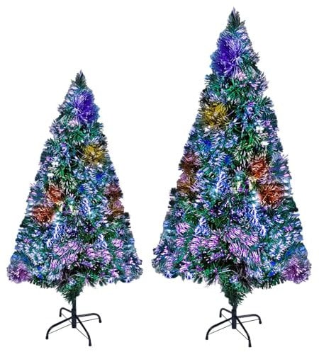 Daniel James Fibre Optic Christmas Tree - 4ft Pre-Lit Multi Coloured Xmas Tree with Colour Changing LED Lights - Light Up Artificial Christmas Tree for Indoors & Outdoors - 4ft, 120cm