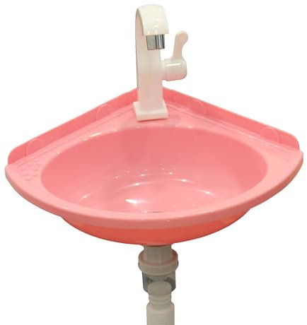 Lavabo Angolare Montaggio a Parete Piccolo, Lavello da Cucina Angolari Lavandini Bagno Vasca Singola con Rubinetto, Mini Lavabo Ideale per Camper, Barca, WC