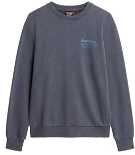 Superdry Herren Core City Sweatshirt mit Rundhalsausschnitt und Logo Magma Schiefergrau XL