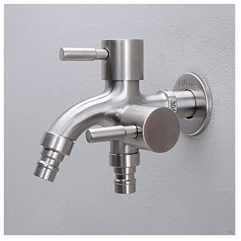 JMRTQMEC Machine à Laver Robinet INOX 1 en 2 Sortie Robinet Multifonctionnel Double Robinet Jardin Salle de Bains Cuisine vadrouille Robinet(A2)