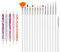 Lot de 20 pinceaux pour nail art, pinceaux professionnels pour nail art, pinceaux à pointe fine,blanc