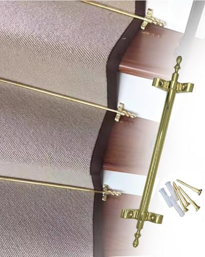 Aste per Tappeti per Runner per Scale, Aste di Fissaggio per Gradini in Legno, Eleganti Barre Tubolari in Ottone con Viti, Fermagli per Tappeti per Scale per Decorazioni Interne(1pc,20in/51cm)