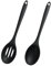 2 PCS Cuillère en Silicone Extra Longue de 27,5 cm, Noir, Cuillère de Cuisson Résistante à la Chaleur Jusqu'à 315 ℃, Antiadhésive et Fendue pour Mélanger et Servir