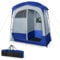 COSTWAY Double-Room Camping Shower Tent, Privacy Toilet Tents with Removable Rain Fly, Pocket, Clothesline, Top Hook, Carry Bag & Mesh Window, Outdoor Changing Room Beach Sunshade Shelter (Blue)