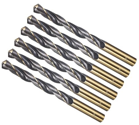 METALLIXITY 6PCS Foret Hélicoïdal, 12mm Mèche à Creuser Acier Rapide 4341, Tige Droite 118° Finition Noir et Or pour Cuivre Aluminium Bois Plastique Métal, Forets à Métaux de Dureté Moyenne