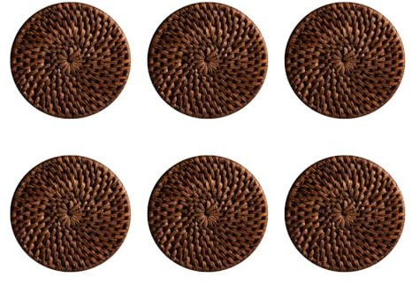 Table Passion - Set de 6 dessous de verre Saya en rotin 10 cm