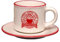 CER-POR Set Tazzine Caffe Con Piattino In Porcellana Turca, Tazzine Da Caffè Particolari Colorate Con Decori Originali, Set Da 2. (Grafica Cappuccino rossa)
