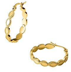 Purelei® PURELEI Koko Creolen – Edle Ohrringe mit matten ovalen Details & Metallkügelchen – Edelstahl in Gold, Silber oder Roségold – 24 mm Durchmesser (Gold)