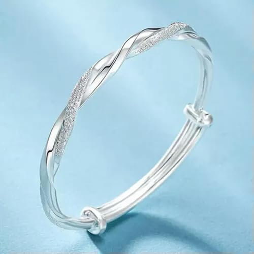Bracelet Manchette Mobius en Argent 925 – Texture Sable Clou, réglable