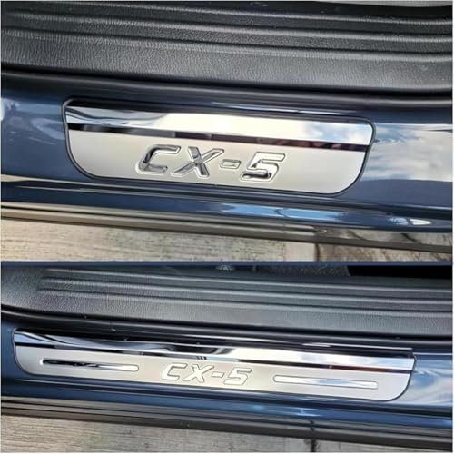 VERVELINK 4Pcs Car Outer Door Sill Kick Plates Protector Accessories for Maz-da CX-5 CX5 2017-2022 Kick Plates Scuff Guard Threshold Styling Decoration Stainless Steel Material