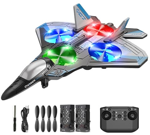 Afenau Remote Control Plane, 2.4 Ghz Remote Control Airplane with Cool Light, EVA RC Planes, Hover at Fixed Height, Stunt Roll, REMOTE CONTROL Aeroplanes, RC Airplane for Beginners (Blue)