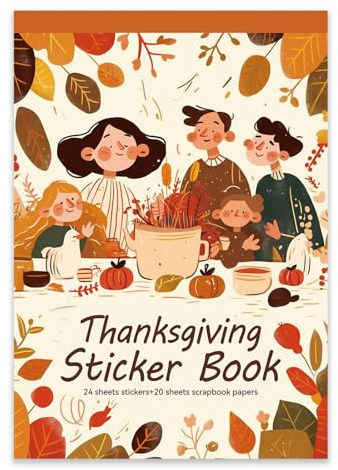 Vintage Ästhetik Aufkleber Set,Thanksgiving-Stickerbuch, 44 Bögen, 274 Teile Journaling-Scrapbooking-Aufkleber für Journaling, Scrapbooking, Bullet Journals, Planer, Briefe, Kartenbasteln