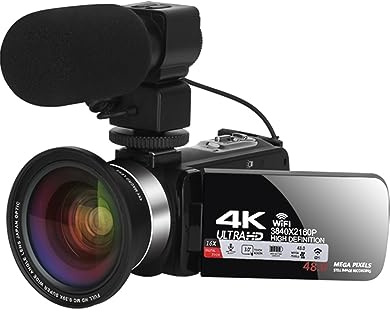 ZGJIAJU UHD 4K Vlogging Video Cameras WIFI Live Streaming Webcam Outdoor Digital Camcorder Portable Blogger Recorder(No SD Card,3)