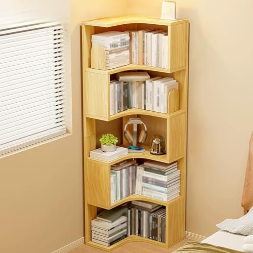 Scaffale angolare, 5 ripiani a forma di L, scaffale a scala con spazio per camera da letto, bagno, piccolo spazio