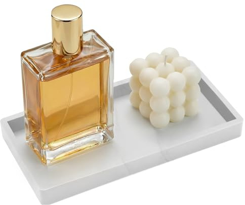 Silikon-Tablett für Badezimmer, Küchenarbeitsplatte, 20 x 10 cm großes Dekotablett für Schminktisch, rechteckiges, rutschfestes Silikontablett, leicht zu reinigen und bruchsicher, für Kosmetik, Kerze