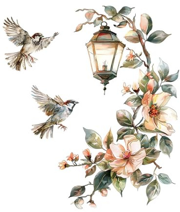 FUFUQUARE Wandtattoo Grüne Pflanzen Vögel Wandaufkleber Elegant Blätter Baumzweig Selbstklebend Wandsticker für Schlafzimmer Wohnzimmer Küche