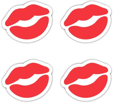 Aufkleber: 100 mm, 4 Stück - Kussmund Emoticon XXL Lippen Dekor