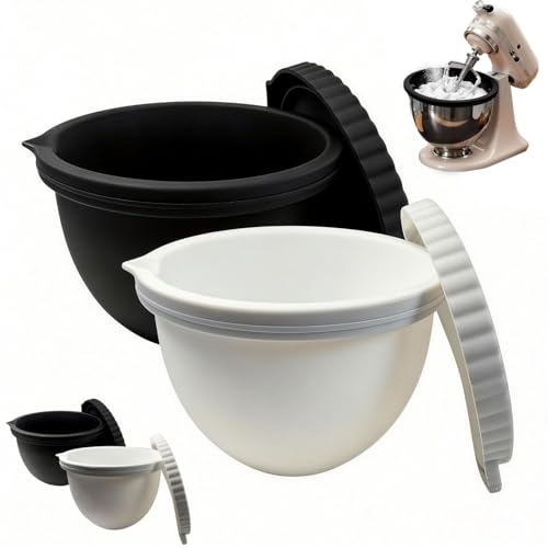 Silicone Bowl Liners for Kitchen-Aid Mixer 5 Qt, 2Pcs Replacement Mixing Bowls, Food-Grade Material, Dishwasher Safe, with Pour Spouts, Mixer Attachments and Accessories