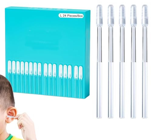 48 Pcs Ear Cleaning Stick, Adhesive Ears Cleaner Tool, Ear Wax Removal Sticky, Ears Wax Removal Adhesive Swabs, Sticky Cotton Swabs, for Adults Children Elderly