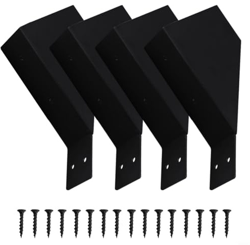 GANCEI Heavy Duty Iron Pergola Brackets 45 Degree Angle Support for 2x4 Wood Posts, Black Connector Kit for Gazebos, Tree Houses, Terraces(4pcs)