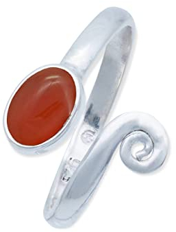 Ring 925 Silber Karneol orange roter Stein größenverstellbar Edelstein echt Silber Damen Sterling Silber Geschenk (MRV-064-16)