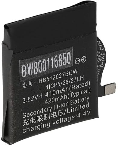 vhbw Batería Recargable reemplaza Huawei 1ICP5/26/27, HB512627ECW para smartwatch, Reloj de Actividad (410 mAh, 3,8 V, polímero de Litio)