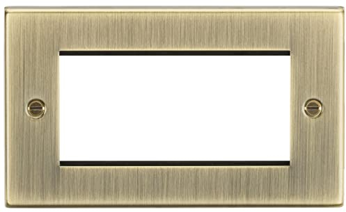 Knightsbridge CS4GAB Square Edge Antique Brass 4G Modular Faceplate, 230 V