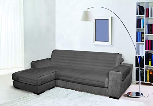 Trendy canapé avec la péninsule 240 cm gris foncé